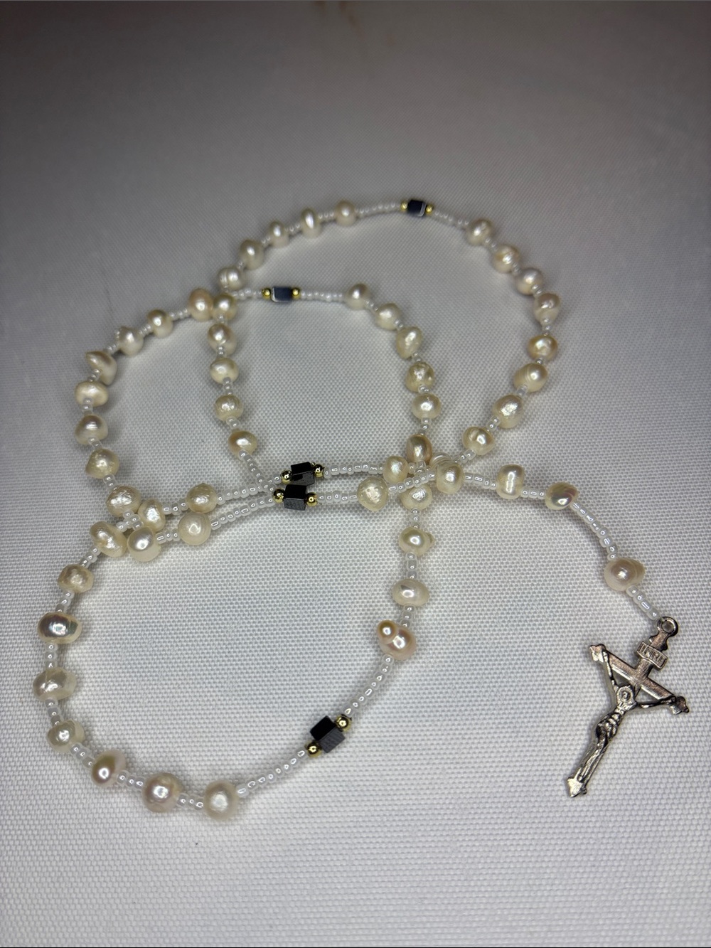 Fresh waterpearl seed beaded rosary 📿